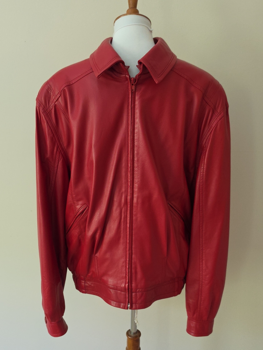 Ricard Pells Barcelona Full Zip  Red 100%  Leather Jacket Made In Spain